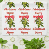 vrolijke kerstmis mistletoe theedoek (Gevouwen)