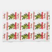 vrolijke kerstmis mistletoe theedoek (Horizontaal)