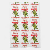 vrolijke kerstmis mistletoe theedoek (Verticaal)