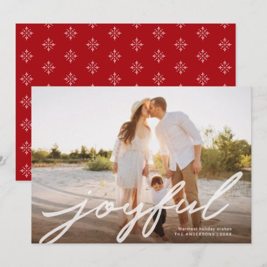 Vrolijke Kerstmis Modern handgeschreven script Fot Feestdagenkaart (Voorkant / Achterkant)