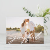 Vrolijke Kerstmis Modern handgeschreven script Fot Feestdagenkaart (Staand voorkant)