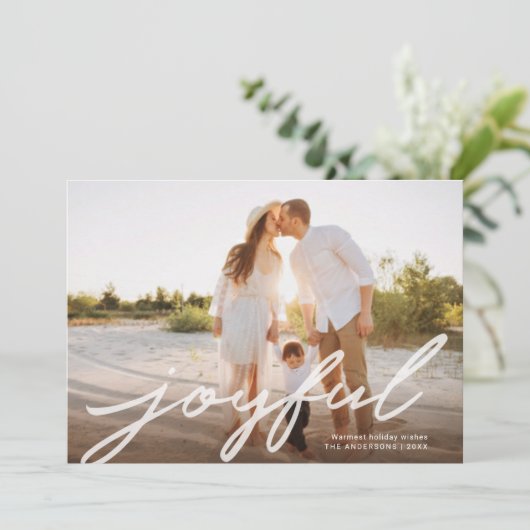 Vrolijke Kerstmis Modern handgeschreven script Fot Feestdagenkaart (Staand voorkant)