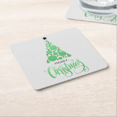 Vrolijke Kerstmis Moderne Groene Boom Vakantie Kartonnen Onderzetters (Schuin)
