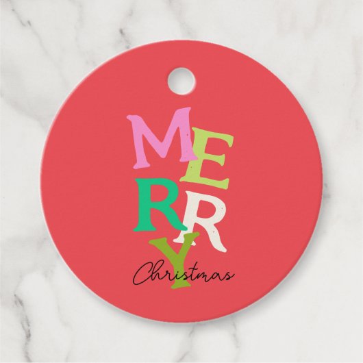 Vrolijke Kerstmis Moderne Heldere Vakantie Bedankjes Labels (Voorkant)