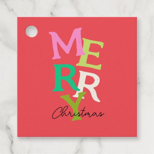 Vrolijke Kerstmis Moderne Heldere Vakantie Bedankjes Labels (Voorkant)