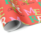 Vrolijke Kerstmis Moderne Heldere Vakantie Cadeaupapier (Rol Hoek)