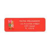 Vrolijke Kerstmis Moderne Heldere Vakantie Etiket (Voorkant)