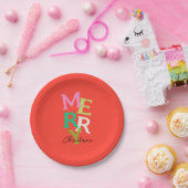 Vrolijke Kerstmis Moderne Heldere Vakantie Papieren Bordje (Feest)