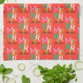 Vrolijke Kerstmis Moderne Heldere Vakantie Theedoek (Gevouwen)