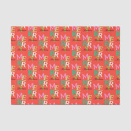 Vrolijke Kerstmis Moderne Heldere Vakantie Tissuepapier