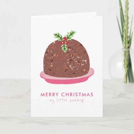 Vrolijke Kerstmis Moderne Pudding Illustratie Bedankkaart (Voorkant)