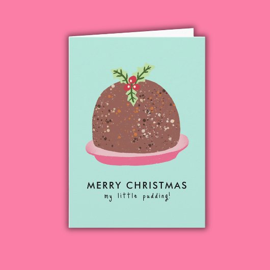 Vrolijke Kerstmis Moderne Pudding Illustratie Kaart
