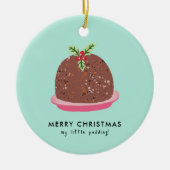 Vrolijke Kerstmis Moderne Pudding Illustratie Keramisch Ornament (Voorkant)