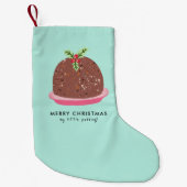 Vrolijke Kerstmis Moderne Pudding Illustratie Kleine Kerstsok (Voorkant)