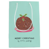 Vrolijke Kerstmis Moderne Pudding Illustratie Medium Cadeauzakje (Voorkant)