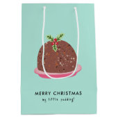Vrolijke Kerstmis Moderne Pudding Illustratie Medium Cadeauzakje (Achterkant)