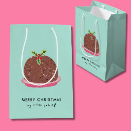 Vrolijke Kerstmis Moderne Pudding Illustratie Medium Cadeauzakje