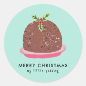 Vrolijke Kerstmis Moderne Pudding Illustratie Ronde Sticker (Voorkant)