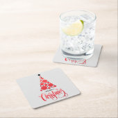 Vrolijke Kerstmis Moderne Rode Boom Vakantie Kartonnen Onderzetters (Insitu)