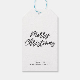Vrolijke Kerstmis moderne typografie Cadeaulabel