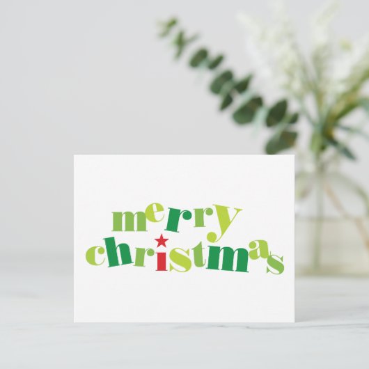 Vrolijke Kerstmis Moderne Typografie Feestdagenkaart (Staand voorkant)