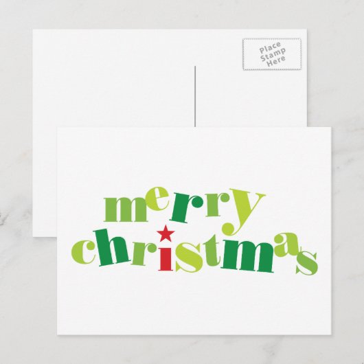 Vrolijke Kerstmis Moderne Typografie Feestdagenkaart (Voorkant / Achterkant)