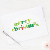 Vrolijke Kerstmis Moderne Typografie Ovale Sticker (Envelop)