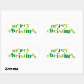 Vrolijke Kerstmis Moderne Typografie Ovale Sticker (Vel)