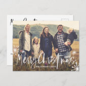 Vrolijke Kerstmis | Modieuze Manuscript & Foto van Feestdagenkaart (Voorkant / Achterkant)