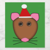 Vrolijke Kerstmis Muis Wijnfles Etiketten (Enkel label)