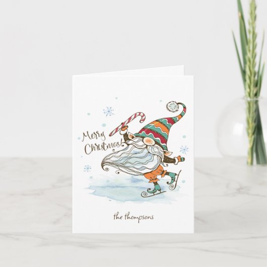 Vrolijke Kerstmis Nordic Gnome Kerstmis Kaart (Voorkant)