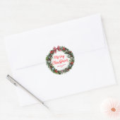 vrolijke kerstmis  ornamenten rode kerkiek ronde sticker (Envelop)