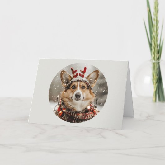 Vrolijke Kerstmis Pembroke Welsh Corgi Dog Feestdagen Kaart (Voorkant)