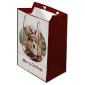 Vrolijke Kerstmis Pembroke Welsh Corgi Dog Medium Cadeauzakje (Voorkant Gekanteld)