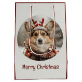Vrolijke Kerstmis Pembroke Welsh Corgi Dog Medium Cadeauzakje (Achterkant)