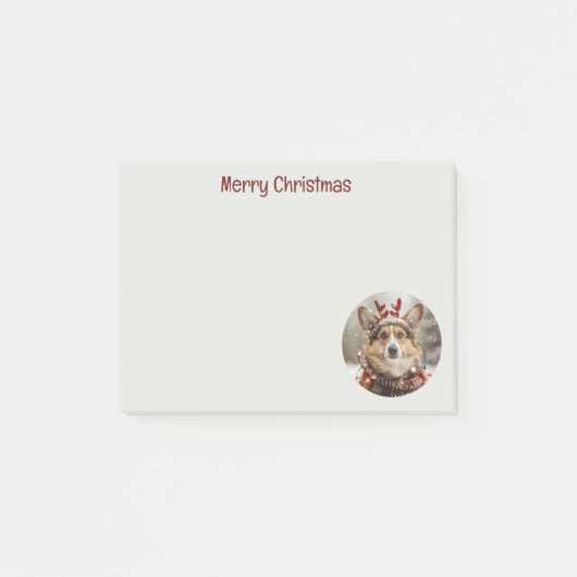 Vrolijke Kerstmis Pembroke Welsh Corgi Dog Post-it® Notes (Voorkant)