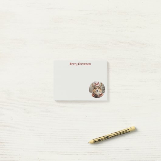 Vrolijke Kerstmis Pembroke Welsh Corgi Dog Post-it® Notes (Op bureau)