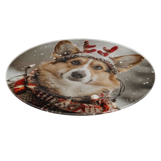 Vrolijke Kerstmis Pembroke Welsh Corgi Dog Snijplank (Hoek)