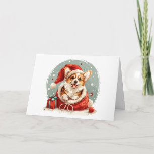 Vrolijke Kerstmis Pembroke Welsh Corgi Puppy Feestdagen Kaart