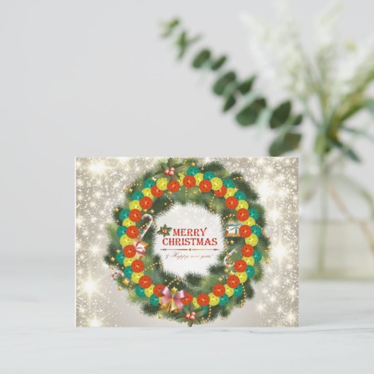 Vrolijke Kerstmis Pickleball 1 Briefkaart (Staand voorkant)