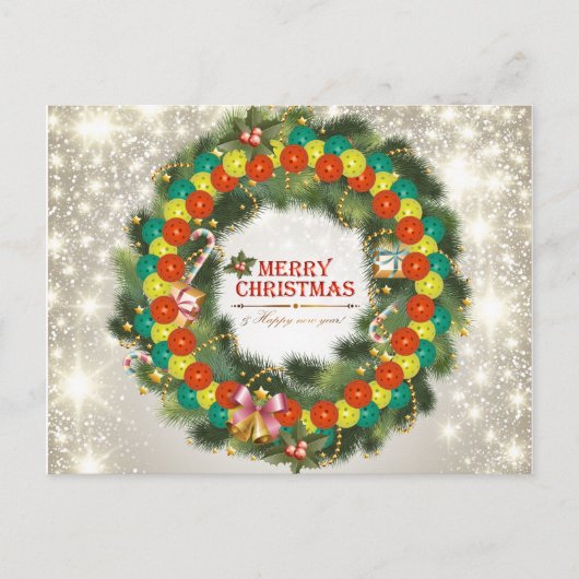 Vrolijke Kerstmis Pickleball 1 Briefkaart (Voorkant)