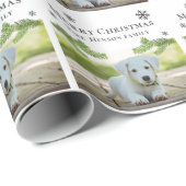 Vrolijke Kerstmis Pine Puppy Dog Pet Foto Cadeaupapier (Rol Hoek)