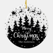 Vrolijke Kerstmis Pine Santa Claus Rendier Sleigh Keramisch Ornament (Achterkant)