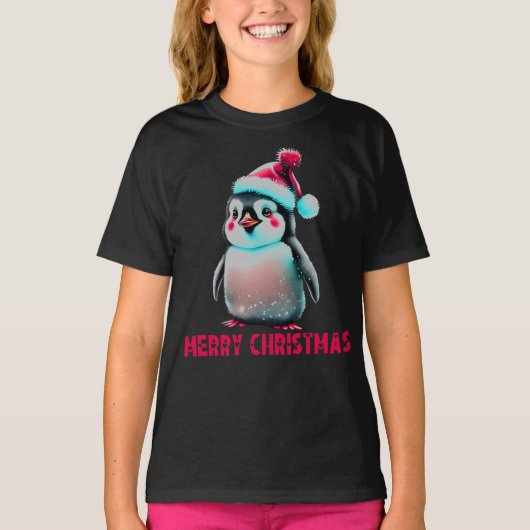 Vrolijke Kerstmis Pinguïn Liefhebbers T-shirt (Voorkant)