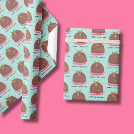 Vrolijke Kerstmis Pudding illustratie Cadeaupapier