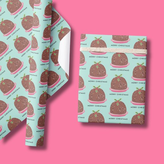 Vrolijke Kerstmis Pudding illustratie Cadeaupapier