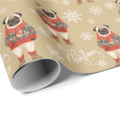 Vrolijke Kerstmis Pug Dog Holiday Cadeaupapier (Rol Hoek)