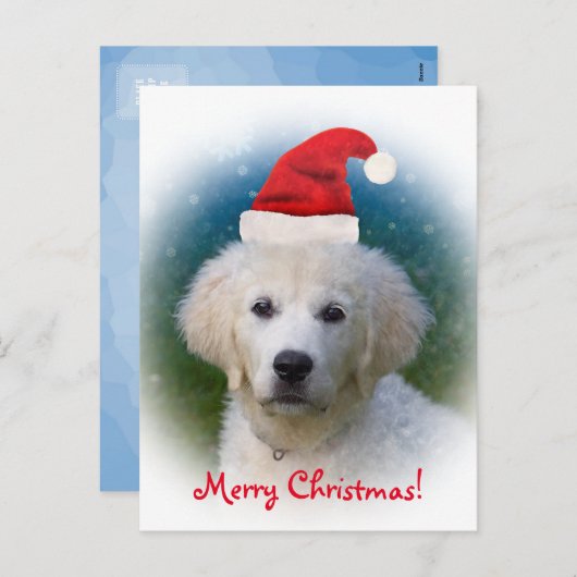 Vrolijke Kerstmis! puppy van het Golden retriever Feestdagenkaart (Voorkant / Achterkant)