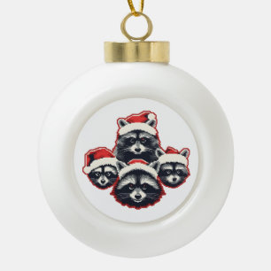 Vrolijke Kerstmis Raccoon pixel art Keramische Bal Ornament