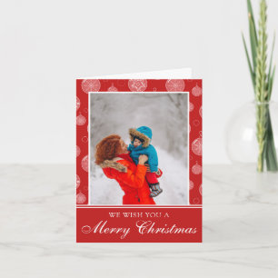 Vrolijke Kerstmis Rode Decoraties Foto Feestdagen Kaart